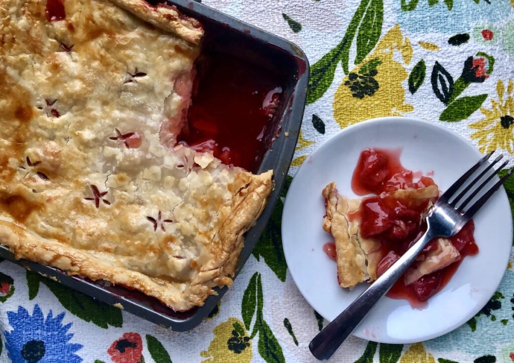 Rectangular pie with red filling